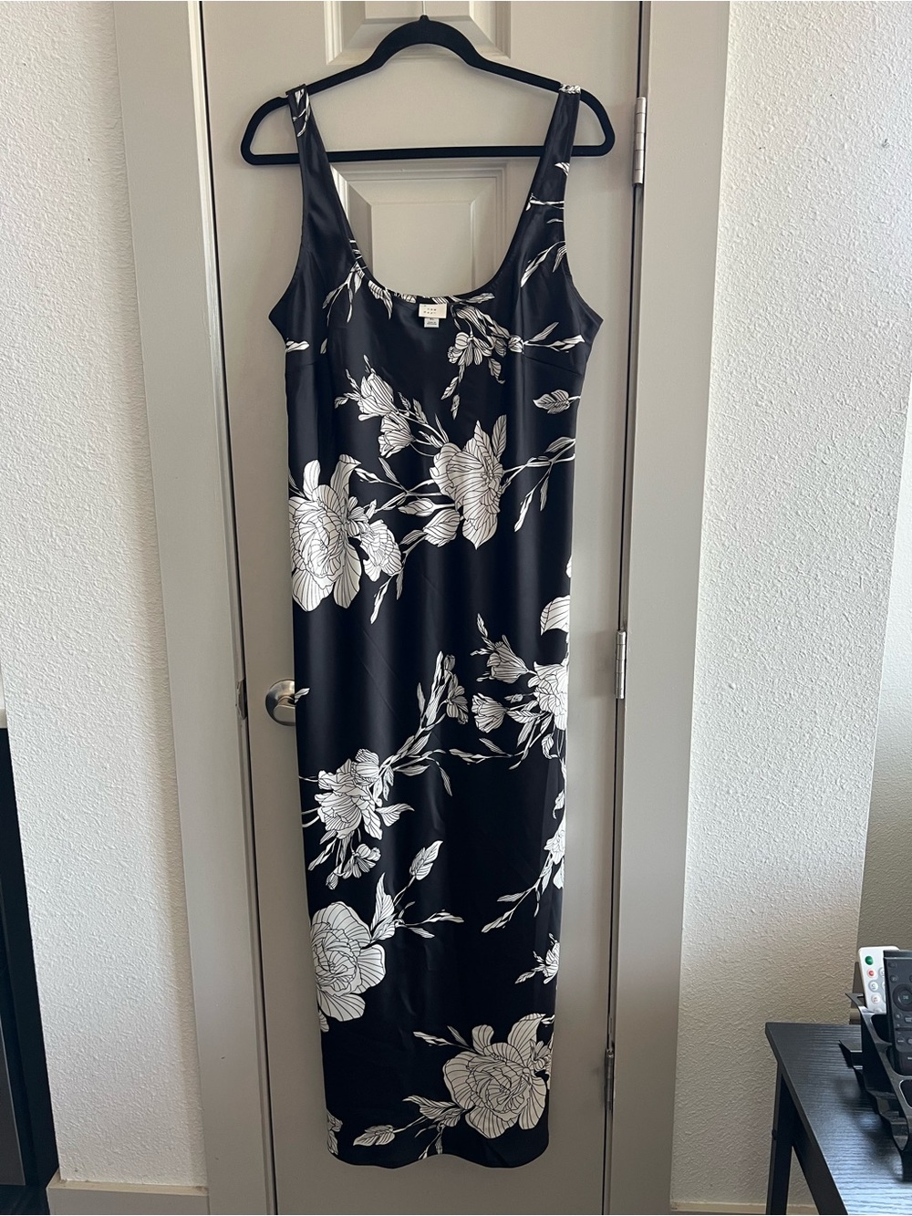 a new day Black Maxi Dress with White Floral Print